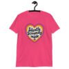 Heliconia pink t-shirt with a colorful graphic that says 'Silently screaming inside'. The graphics are printed on the front.
