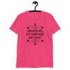 Heliconia pink t-shirt with the phrase 'Undiagnosed, but something ain't right 'printed on the front. The text is black and has a star graphic embellishment around the words.