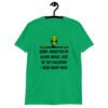 Irish green alien abduction joke t-shirt with image of an alien and the words 'Being abducted by aliens might just be the vacation I need right now' printed on the front.