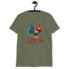 Military green t-shirt with an image of a rooster and the word 'Goblin' printed under the rooster. The graphics are printed on the front of the shirt.