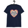 Navy blue t-shirt with a colorful graphic that says 'Silently screaming inside'. The graphics are printed on the front.