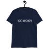 Navy blue t-shirt with the word Psychology printed in reverse on the front.