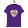 Purple t-shirt with a colorful graphic that says 'Silently screaming inside'. The graphics are printed on the front.
