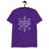 Purple t-shirt with the phrase 'Undiagnosed, but something ain't right 'printed on the front. The text is white and has a star graphic embellishment around the words.