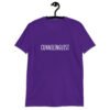 Purple t-shirt with the word 'Cunnilinguist' printed on the front.