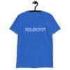 Royal blue t-shirt with the word Psychology printed in reverse on the front.
