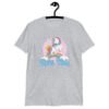 Sport grey t-shirt with funny pastel rainbow unicorn graphics and the words Alpha Male printed on the front.