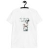White t-shirt with an image of an angry bunny and the text 'No talk me I angy' printed on the front.
