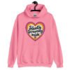 Azalea pink hoodie sweatshirt with a colorful graphic that says 'Silently screaming inside'. The graphics are printed on the front.