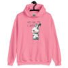 Azalea pink hoodie sweatshirt with an image of an angry bunny and the text 'No talk me I angy' printed on the front.