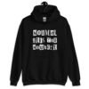 Black hoodie sweatshirt with the phrase 'Normal gets you nowhere' printed on the front.