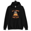 Black hoodie sweatshirt with image of a burning bible and the text 'Not a member of your little book club' printed on the front.