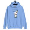 Carolina blue hoodie sweatshirt with an image of an angry bunny and the text 'No talk me I angy' printed on the front.