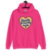 Heliconia pink hoodie sweatshirt with a colorful graphic that says 'Silently screaming inside'. The graphics are printed on the front.