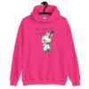 Heliconia pink hoodie sweatshirt with an image of an angry bunny and the text 'No talk me I angy' printed on the front.