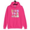 Heliconia pink hoodie sweatshirt with colorful pastel font 'Fuck this shit' graphics printed on the front.