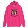 Heliconia pink hoodie sweatshirt with image of 2 mermaids and the text 'Real mermaids smoke seaweed' printed on the front.