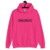 Heliconia pink hoodie sweatshirt with the word 'Cunnilinguist' printed on the front.