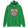 Irish green hoodie sweatshirt with a colorful graphic that says 'Silently screaming inside'. The graphics are printed on the front.