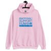 Light pink hoodie sweatshirt with the text 'Emotional support human. Do not pet' printed on the front.