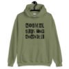 Military green hoodie sweatshirt with the phrase 'Normal gets you nowhere' printed on the front.