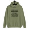 Military green hoodie hooded sweatshirt with the text 'Everything happens for a reason. Sometimes the reason is you're stupid and make bad decisions' printed on the front.