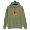 Military green hoodie sweatshirt with image of a burning bible and the text 'Not a member of your little book club' printed on the front.