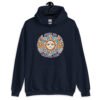 Navy blue hoodie sweatshirt with a sun graphic and the text 'Have an awful day' printed on the front.
