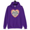 Purple hoodie sweatshirt with a colorful graphic that says 'Silently screaming inside'. The graphics are printed on the front.