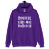 Purple hoodie sweatshirt with the phrase 'Normal gets you nowhere' printed on the front.