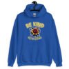 Royal blue hoodie sweatshirt with an image of a flower and the words Be kind above the flower in yellow bold block font. The words Of a bitch are smaller in script font under the flower. The design is printed on the front.