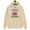 Sand color hoodie sweatshirt with a circus theme graphic and the text 'Ringmaster of the Shitshow' printed on the front.