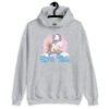 Sport grey hoodie sweatshirt with funny pastel rainbow unicorn graphics and the words Alpha Male printed on the front.