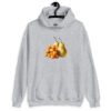 Sport grey hoodie sweatshirt with an image of tater tots and two pears printed on the front.