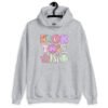 Sport grey hoodie sweatshirt with colorful pastel font 'Fuck this shit' graphics printed on the front.
