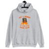 Sport grey hoodie sweatshirt with image of a burning bible and the text 'Not a member of your little book club' printed on the front.