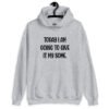 Sport grey hoodie sweatshirt with the text 'Today I am going to give it my some.' printed on the front.