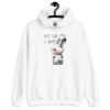 White hoodie sweatshirt with an image of an angry bunny and the text 'No talk me I angy' printed on the front.