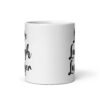 White ceramic coffee mug with the parody phrase 'Live, Laugh, Lucifer' printed on both sides.
