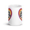 White ceramic coffee mug with a colorful graphic that says 'Silently screaming inside'. The graphics are printed on both sides of the mug.