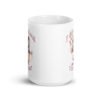 White ceramic mug that says 'I think about murder' with image of cute fluffy kitten sitting in a teacup printed on both sides.