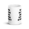 White ceramic coffee mug with the phrase 'This coffee has given me unrealistic expectations of productivity' printed on both sides.