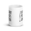 White ceramic coffee mug that has an image of a surgical scalpel and the phrase 'Vasectomy prevents abortion' printed on both sides.