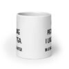 White ceramic coffee mug with the phrase 'I like people like I like my tea. In a bag & underwater' printed on both sides.