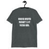 Dark heather grey t-shirt with the text 'Whoever invented profanity is my fucking hero.' printed on the front.