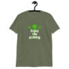 Military green t-shirt with an image of a green alien and the text 'Enjoy the probing' printed on the front.