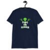 Navy blue t-shirt with an image of a green alien and the text 'Enjoy the probing' printed on the front.