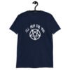 Nacy blue t-shirt with image of a pentagram and the text 'I'll pray for you' printed on the front.