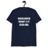 Navy blue t-shirt with the text 'Whoever invented profanity is my fucking hero.' printed on the front.
