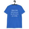 Royal blue t-shirt with the text 'Religious freedom doesn't mean you can force others to live by your own beliefs.' printed on the front.
